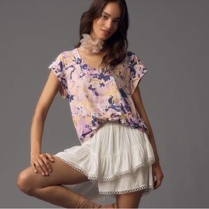 Anthropologie Purple Print Top